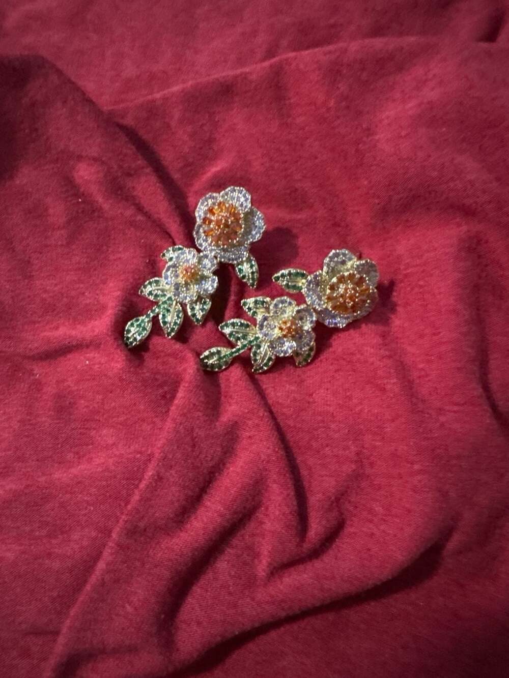 Vintage Swarovski Crystal Multi-Color Flower Floral Stud Earrings